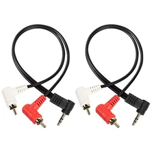 90 Degree Right Angle 3.5mm to 2 RCA Cable Angle 1/8" 3.5mm TRS Male to 2RCA ...