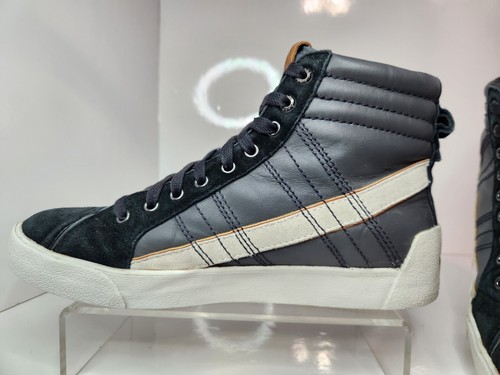 DIESEL D-String Plus - Mens US 8.5 - High Top Zip Up - Black Suede Grey Leather - Picture 3 of 12