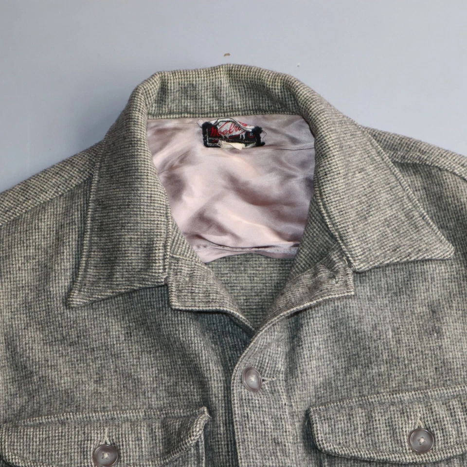 Vintage 1950s Woolrich Shirt Jacket Shacket Gray Medium - Image 4 of 4