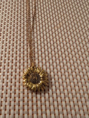 YOU ARE MY SUNSHINE Sunflower Locket Pendant Necklace Gift Box Gold Silver 
