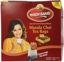 WaghBakri Masala Chai Black Tea Bags 100 Count Authentic Indian Spices