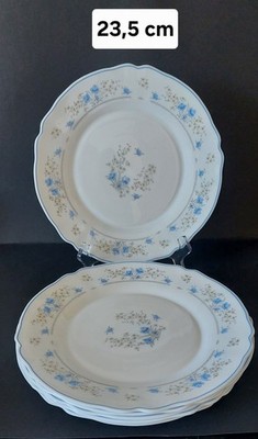 6 Arc Arcopal France Speise Teller Romantique blaue Blumen 23,5 cm Camping