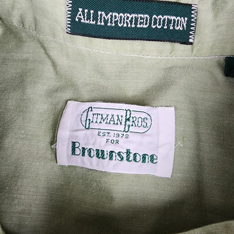 Camisa Gitman Bros Para Hombres 16.5/35 Verde Abotonada Manga Larga Hecha en EE. UU. Negocios Foto 2 de 4