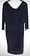 C19 - Adrianna Papell Occasions Black Draped Stretch Party Dress 16 Embellished