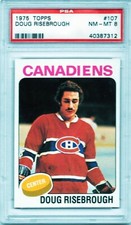 1975 TOPPS # 107 DOUG RISEBROUGH,CANADIENS-PSA 8++++++VIVID BEAUTY !