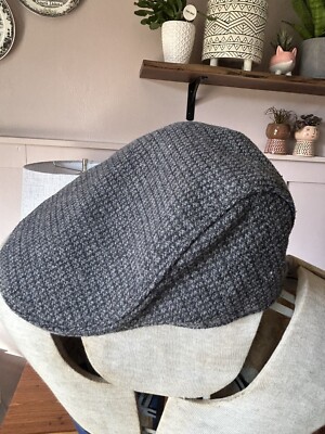 Pierre Cardin Cabbie Paperboy Gray Flat Cap Hat  One Size Wool Blend