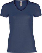 Engel-Natur Damen Kurzarmshirt Unterhemd T-Shirt 100% Baumw. blau gots zertifiz.