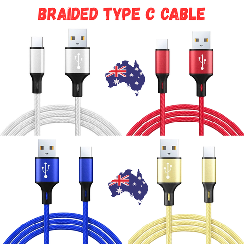 2x Braided USB C Type C to USB A Charger Cable Charging Data Cord Android Apple - 第 1/16 張圖片