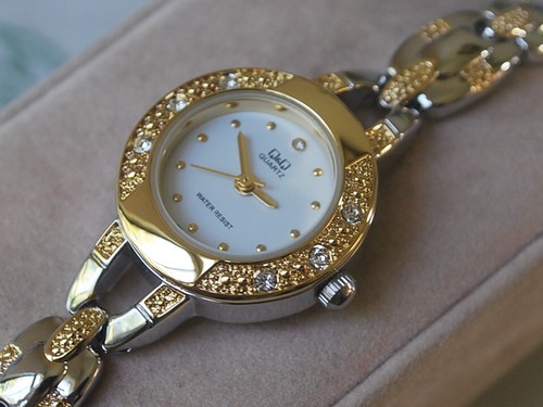 New Q&Q by Citizen Two Tone Lady Dress Watch w/Diamond Bezel - Picture 3 of 7