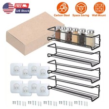 4 Packs Kitchen Spice Rack Organizer Storage Shelf Cabinet Jar Holder Wall Mount