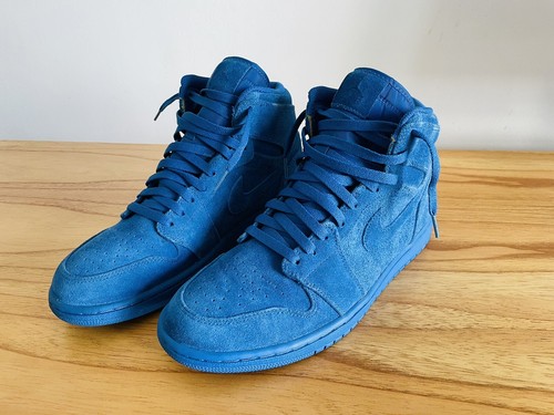 NIKE AIR JORDAN 1 RETRO HIGH "BLUE SUEDE" TEAM ROYAL BLUE SZ 10 - Picture 2 of 7