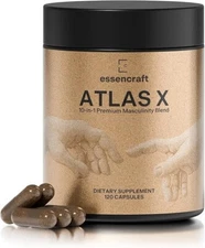 TWO BOTTLES Atlas X Mens Testosterone Booster Max Male Sexual Energy Strength
