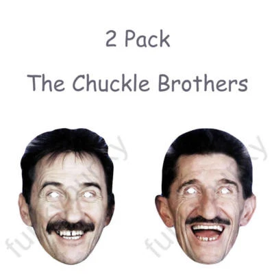 FUNKYBUNKY 2 Pack - Paul & Barry Chuckle Celebrity Card Brothers Face Mask - Fancy Dress