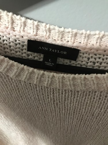 Suéter Ann Taylor Rosa Tejido Abierto Crew Mangas Largas Para Mujer Talla L - Imagen 2 de 4