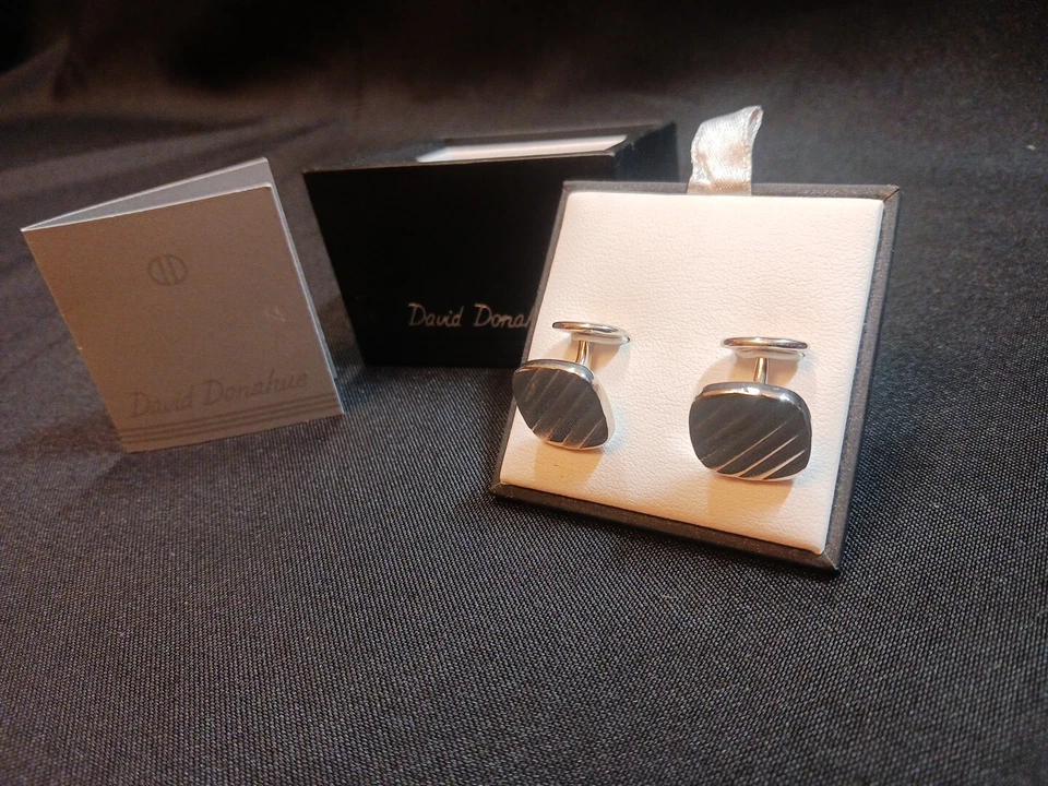 925 Sterling Silver Vintage David Donahue Ornate Square Cufflinks - Image 3 of 4