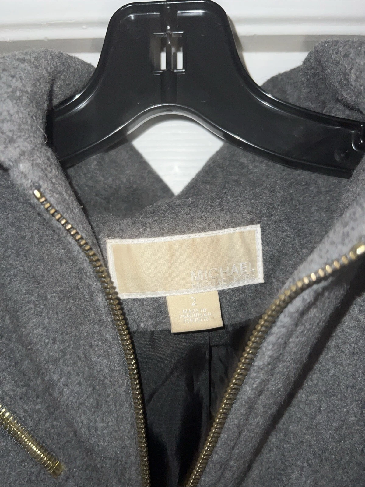 Cappotto donna Michael Kors lana zip con cappuccio grigio 2