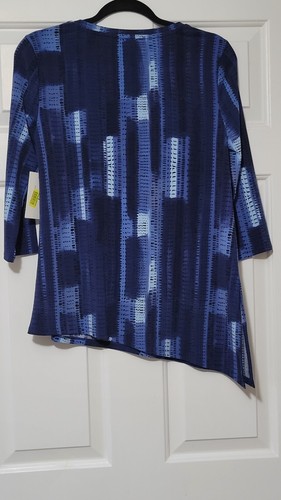 HALSTON ASYMMETRICAL HEM SHADES OF BLUE TUNIC NWT SMALL - Picture 2 of 5