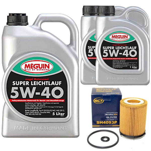 MotoröL Set 5W-40 Vollsynth Meguin 7 Liter + ÖLfilter FüR Mercedes C-Klasse W205-image