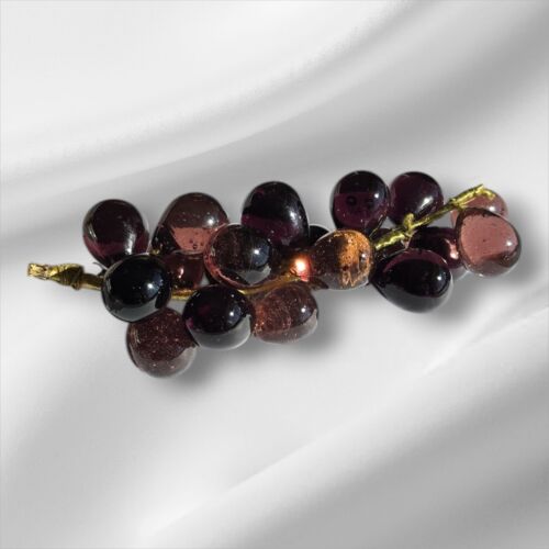 Vintage Large Beautiful Deep Purple Murano Glass Grape Cluster Mid Century - Picture 5 of 10