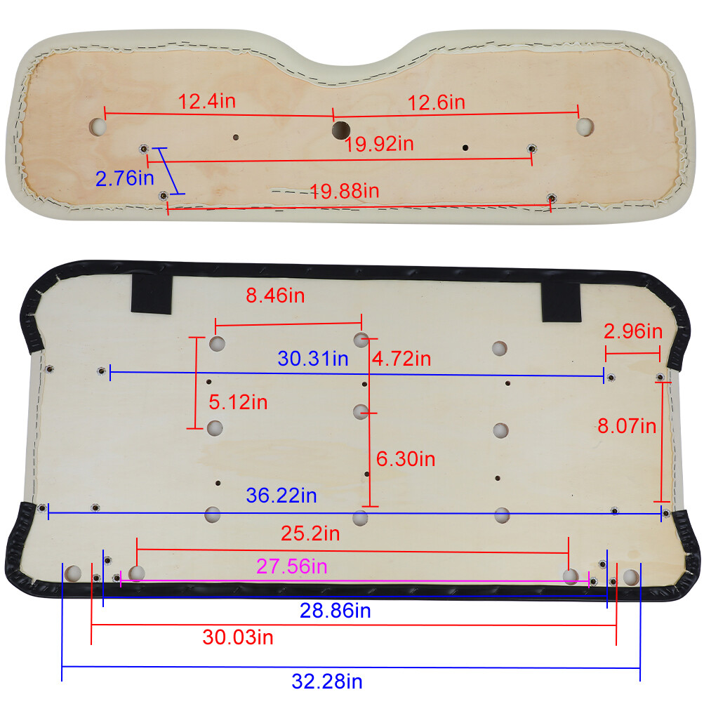 Golf Cart Front Cushion Set White Fits EZGO TXT NEW