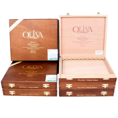 Lot of 5 Oliva Figurado Serie V Melanio Maduro Wood Cigar Box 9.25'' x 8'' x 1.25''