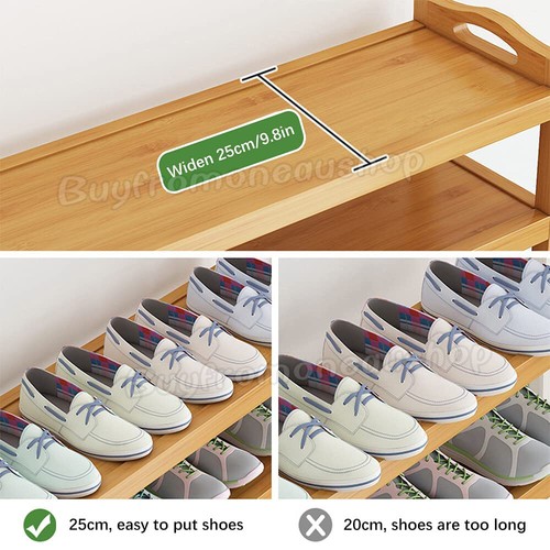 3-5 Tiers Layers Bamboo Shoe Rack Storage Organizer Wooden Shelf Stand Shelves - Picture 7 of 13
