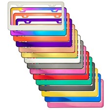 Red Blue Black Purple Chrome License Plate Frame Stainless Steel Metal Screw Cap Red Blue Black Purple Chrome License Plate Frame Stainless Steel Metal Screw Cap