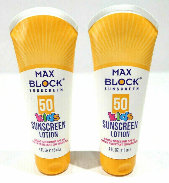 2Pk Max Block 50 SPF Kids Sun screen Sunblock Lotion 4 oz {Water