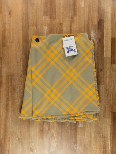 BURBERRY yellow & beige check midi hunter skirt Size 4 US / 38 EU Daniel Lee NWT - Picture 6 of 16