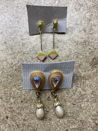 LOTTO di 26 orecchini vintage Monet, perle, strass - Foto 11 di 14