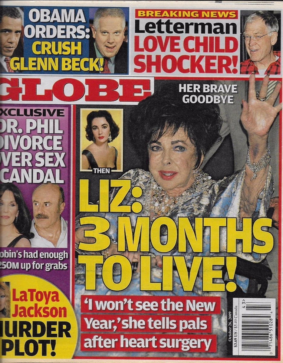 Globe Magazine Elizabeth Taylor Barack Obama Glenn Beck David