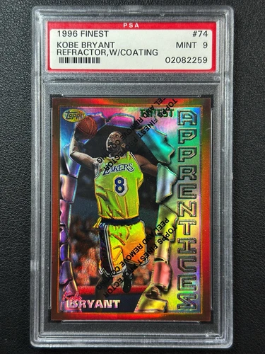 KOBE BRYANT PSA 9 1996 TOPPS FINEST #74 APPRENTICES REFRACTOR ROOKIE w/ COATING