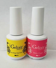Gelixir Soak Off Gel - TOP Coat No Wipe And Base Coat Duo 15ml 0.5oz