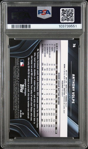 2023 Topps Chrome Black Refractor #76 Anthony Volpe Rookie PSA 9 - Picture 2 of 2