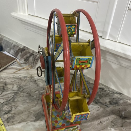 DISNEYLAND MICKEY MOUSE FERRIS WHEEL 1950s Chein & Co Tin Toy IT WORKS - Picture 15 of 17