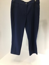 Chicos Womens Hidden Elastic Basic Stretch Capri Pants Kings Navy Size 0 NWT