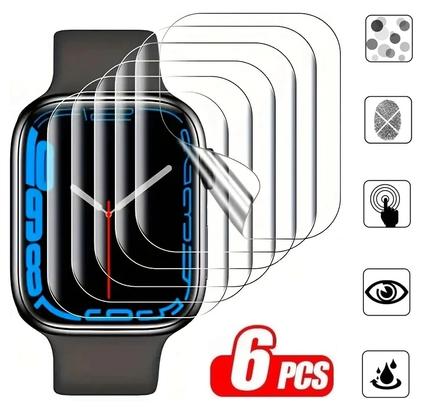 6X 3D Hydrogel Folie für Apple Watch Series 9 8 7 6 5 4 Ultra Schutz