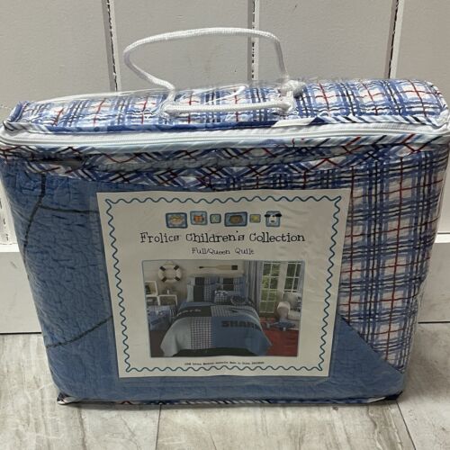 Vintage 2000s Frolic Childrens Collection Full/Queen Shark Quilt 100% Cotton NEW
