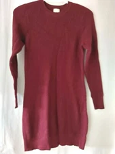 A New Day Thermal Sweater Dress Crew Neck Lg Slv Merlot Size XS #12236