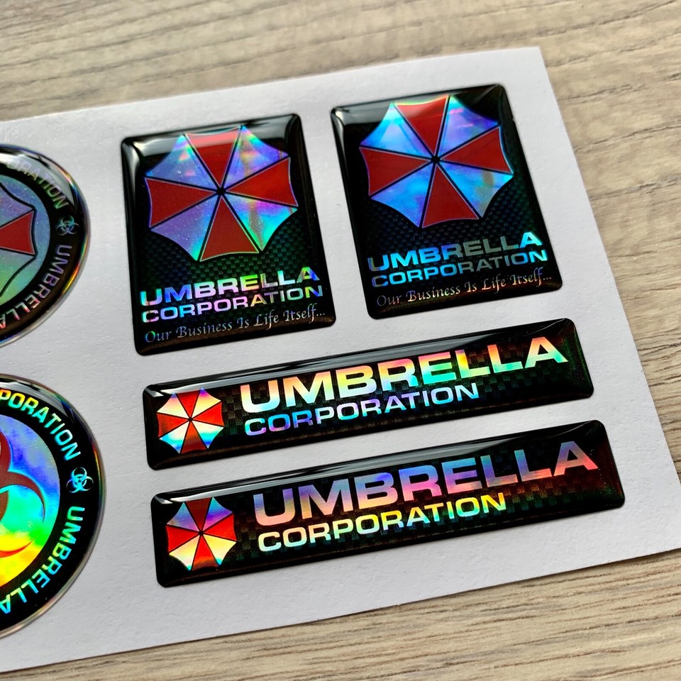 HOLOGRAPHIC CHROME VINYL Resident Evil Umbrella Corporation 3d domed ...