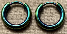 RAINBOW HOOP EARRINGS, Stainless Steel - 1 Pair, 15mm outer/10mm, 2.5mm wide - 3