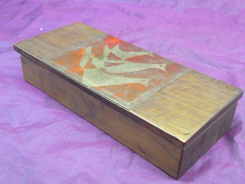 Mid Century Robert Wuersch Bird madera de nogal esmaltada caja dividida 9 3/8" - Imagen 3 de 5