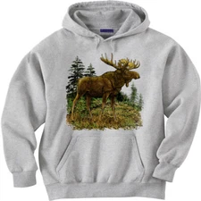 Moose Hoodie Mens Sweatshirt Clothing Apparel Moose Gifts Maine Vermont NY NH