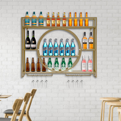 Wall Mounted Wine Rack, Wine Bottle Shelf, Hanging Metal Wine Rack Cabinet