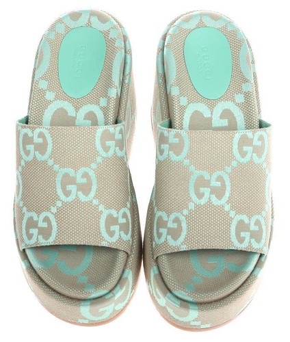 NEU GUCCI JUMBO GG SUPREME 120MM BEIGE LIMETTE PLATEAU SANDALEN SCHUHE 41/11 - Bild 5 von 7