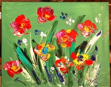 Flowers    ART Impasto  Abstract  HEARTS CANVAS ORIGINAL DG7f80T