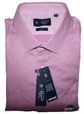 Penguin Dress Shirt 16.5 - 32/33 Slim Fit Berry Red Stretch Birdseye NWT