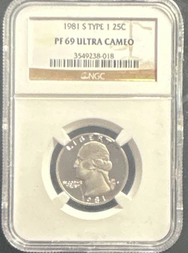 1981 S Washington Quarter NGC PF 69 Ultra Cameo Type 1 Silver Proof Coin