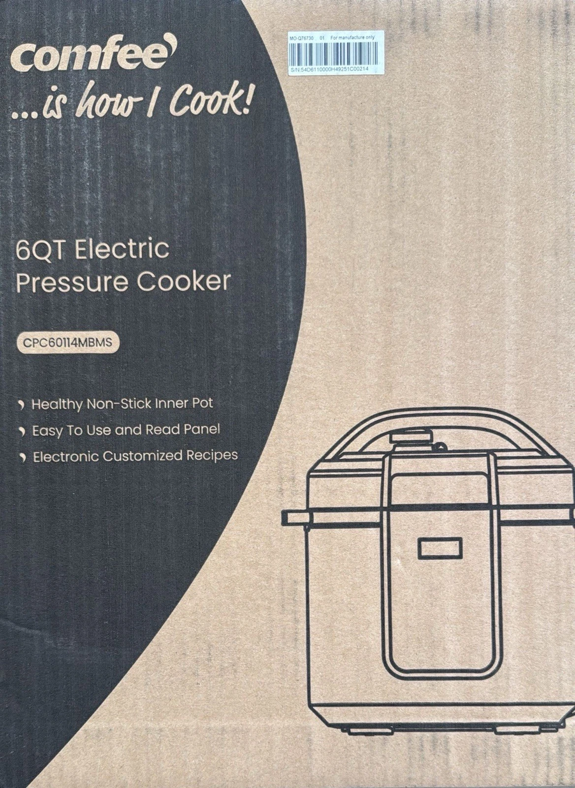 New Comfee 6QT ELECTRIC pressure Cooker 12 Programs With One Touch
