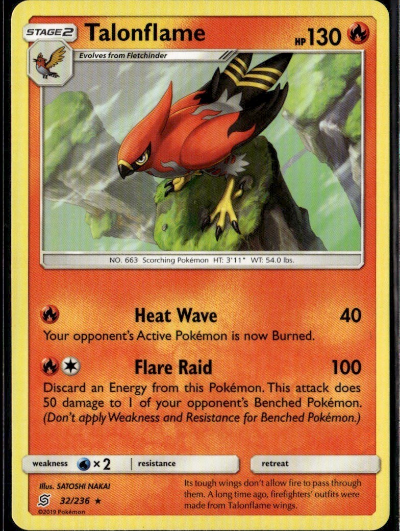 Talonflame Rare SM Unified Minds 32/236 Fire Pokemon Card